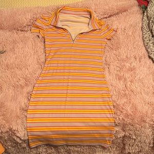 orange & yellow striped size S dress